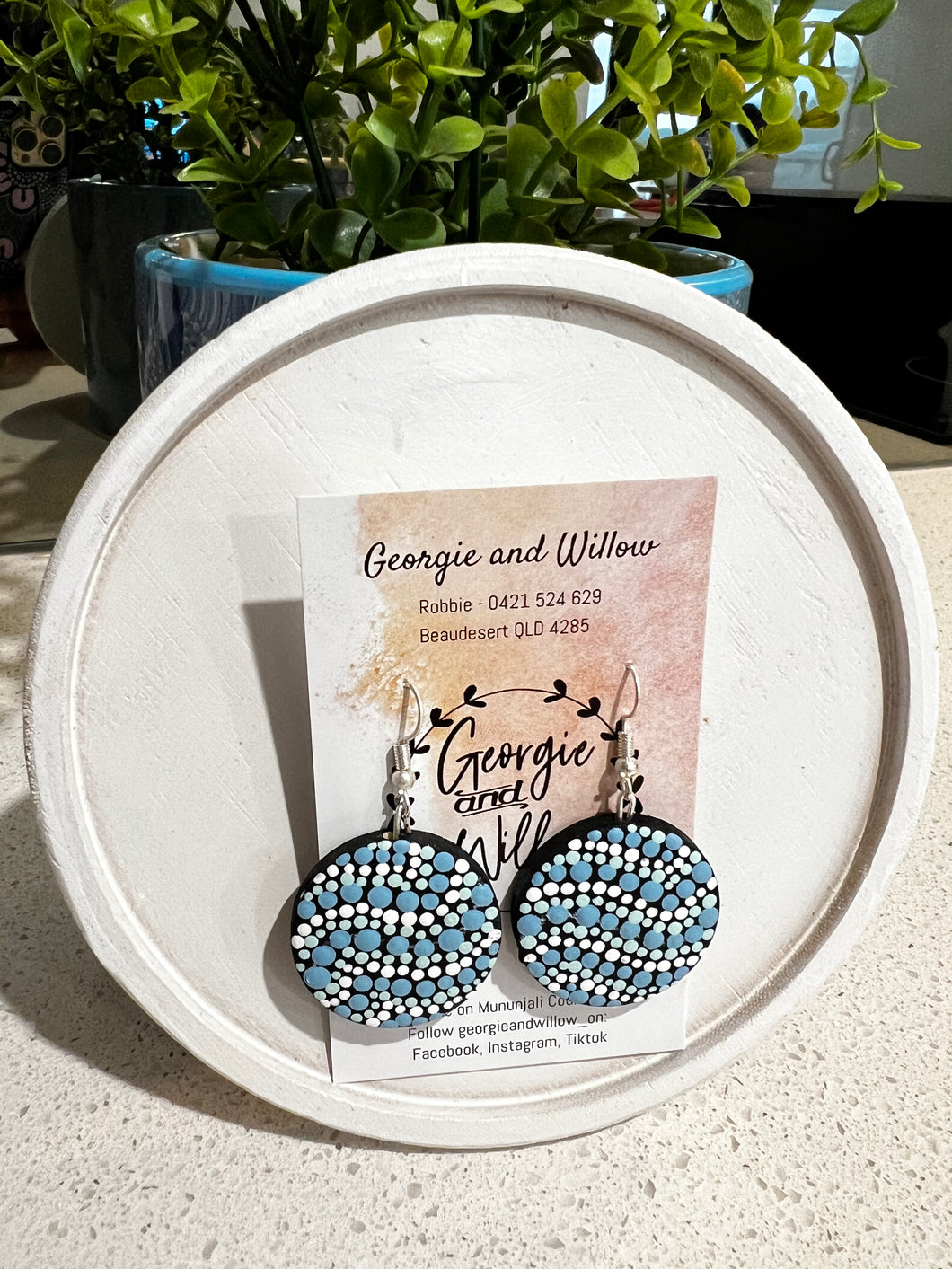 Large Handpainted Dangle Earrings